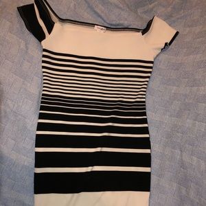 Black and white striped dress